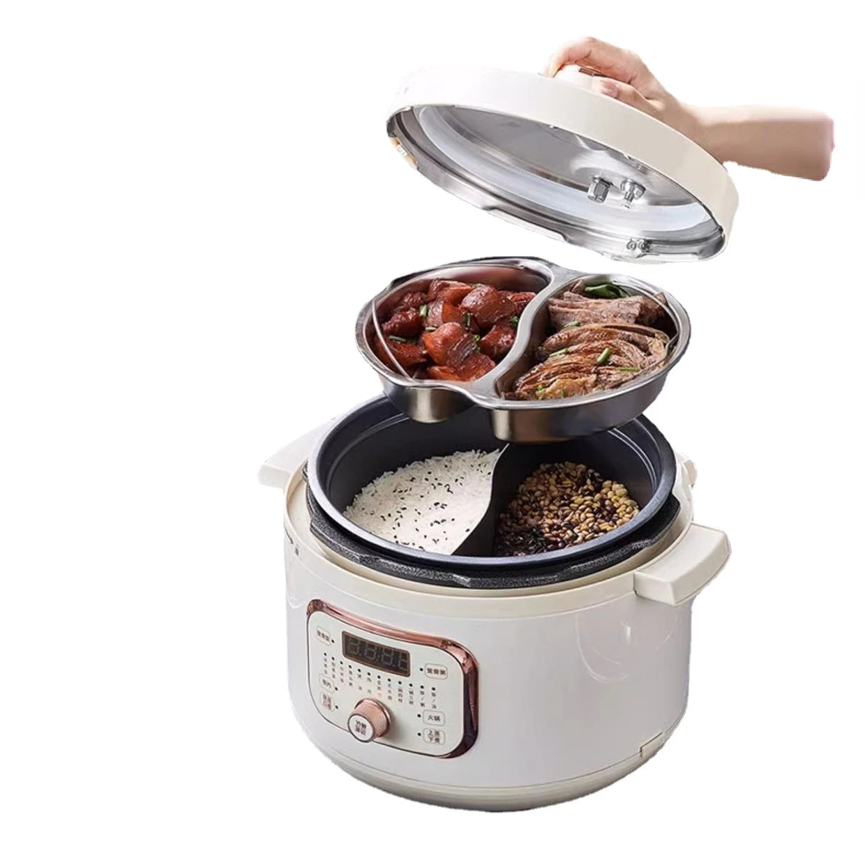 220V Home Electric Pressure Cooker 2 Flavor Multifunctional Rice Cooker Non-stick Multi Cooker & 2 Flavor Inner and Steamer