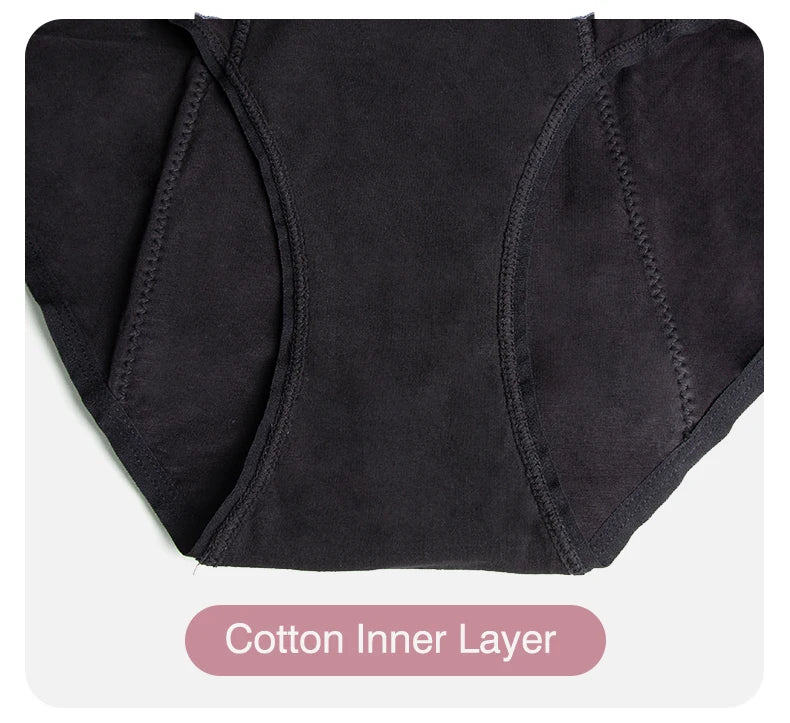 Mid-Waist Period Underwear for Women 4-Layer Anti-Leakage Super Absorbent Menstrual Panties for Daily Use Sports.