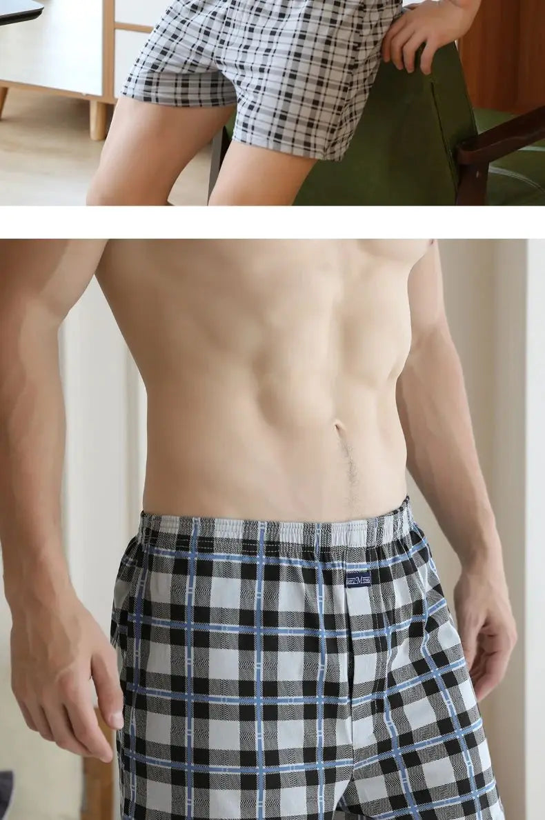 Plus Größe M-3XL männer Aro Hosen Baumwolle Gitter Unterwäsche Lose Hohe Taille Sommer Dünne Atmungsaktive Hause Shorts Beutel Unterhose