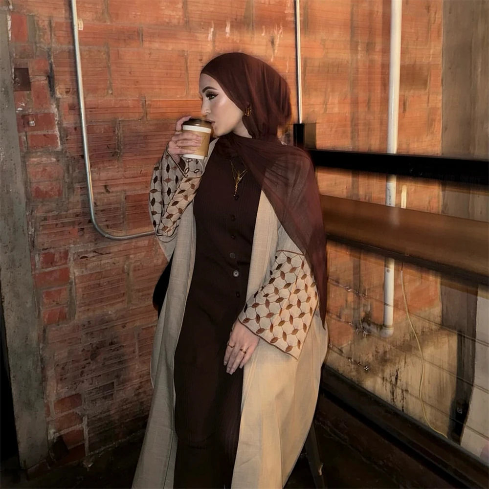 Open Muslim Kimono Abaya Dubai Elegant Kaftan Modest Dress Abayas For Women Islam Caftan Marocain Robe Arabe Femme Musulmane.