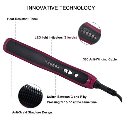 Salon Professional Negative Ion Straight Hair Comb Portable And Fast Heating Negative Ion Straight Hair Comb Styling Tool.
