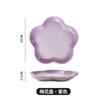 Plum Blossom Plate Flower Shaped Flower Plate Fruit Plate Solid Color Fashion Home Plum Blossom Plate.