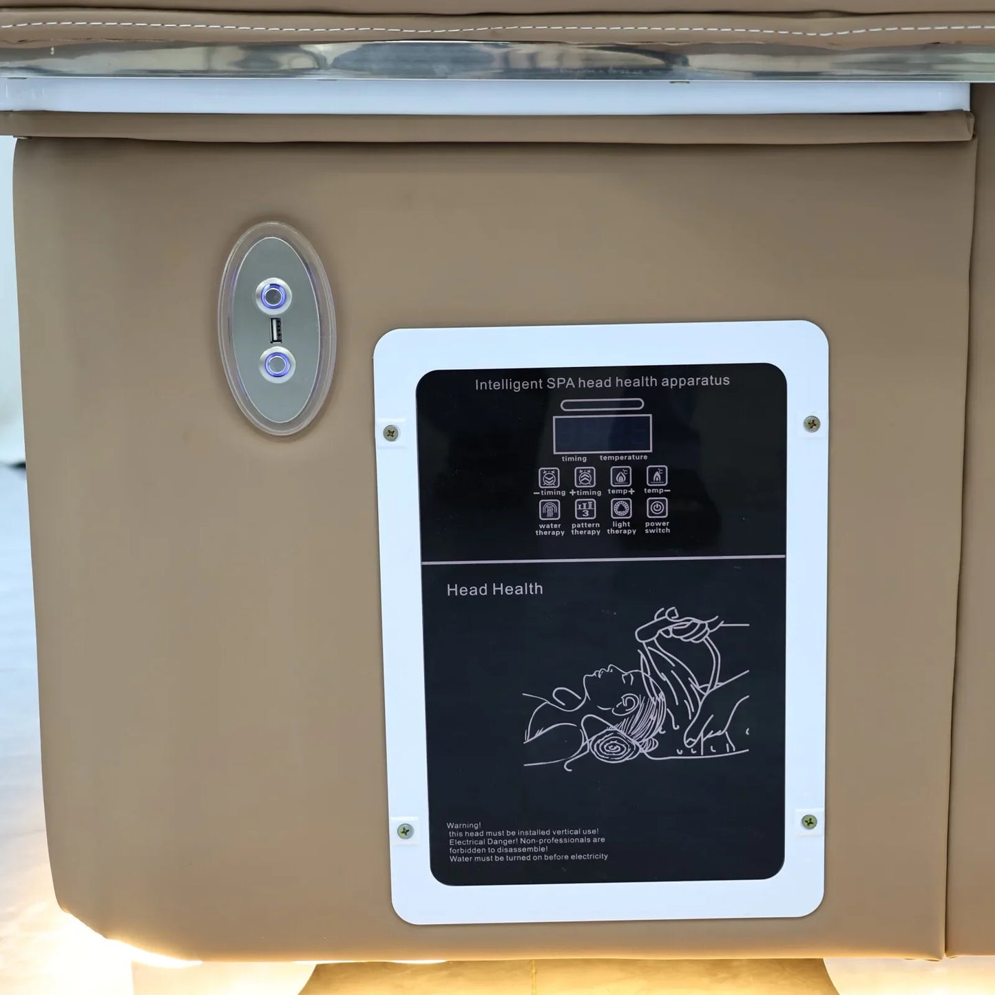 Elektrisches Lift-Shampoo-Bett, All-in-One-SPA-Salonmöbel mit Massage- und Wassercirculation, Waschbecken, Kopfbegasung und Fußbad