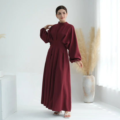 Elegant Muslim Dress Ramadan Pleated Abaya for Women Slim Waist Long Dress Islamic Clothing Muslim Eid Party Dresses Hijab Robe.