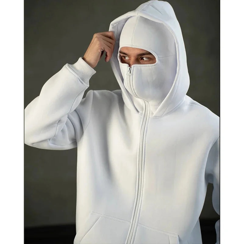 2025 Autumn Men Balaclava Y2K Gothic Harajuku Winter New Item Double Hooded Sweatshirt Men's Hooded Mask Zipper Sportswear Women.