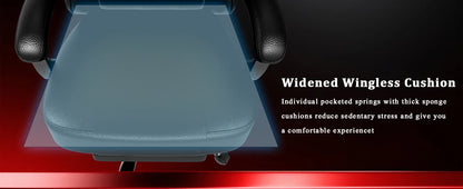 Ergonomischer Gaming-Stuhl, Taschenfederkissen und ausziehbare Fußstütze, hochwertiger, atmungsaktiver Computerstuhl aus PU-Leder für Erwachsene