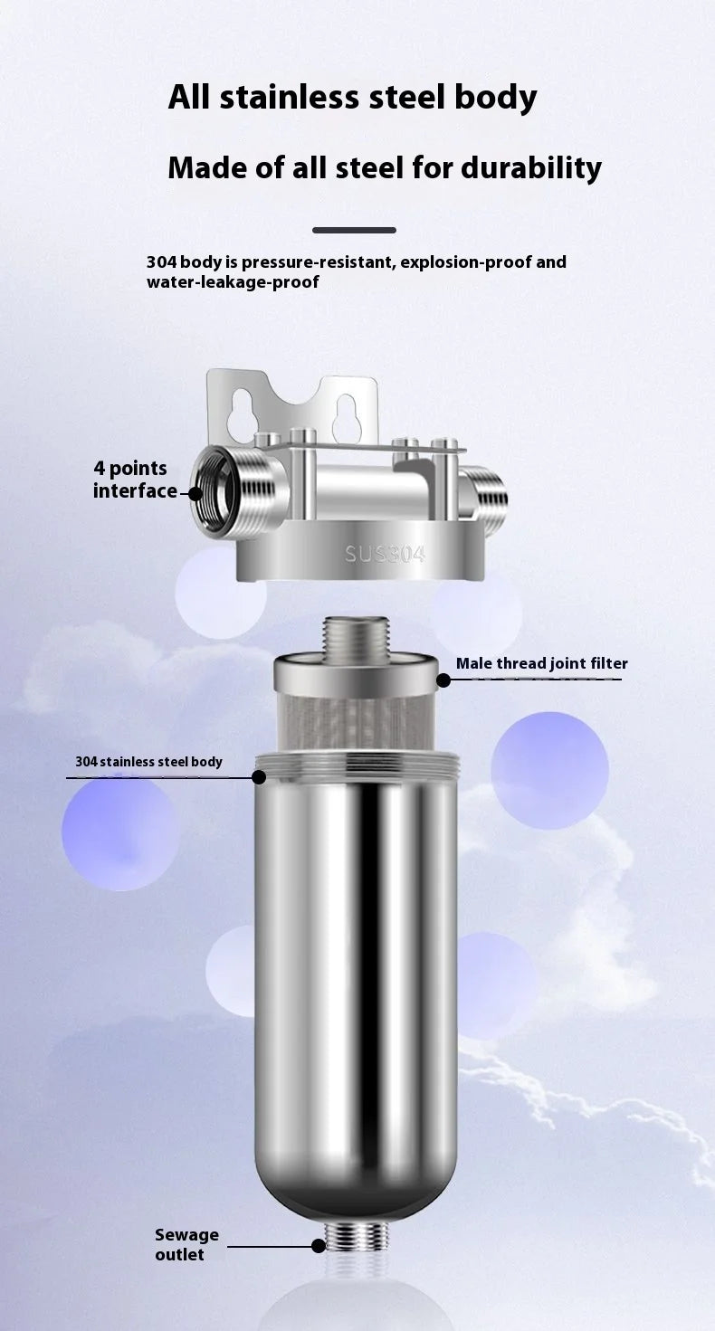 Pre filter household well water whole house household water purifier 304 stainless steel high flow backwashing water filter.