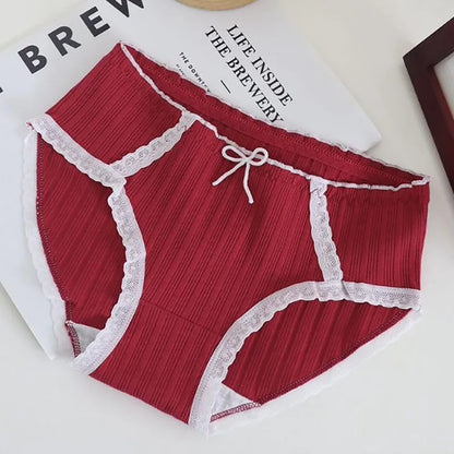 3pcs Cotton Women's Panties Sweet Cute Printed Student Mid-Waist Underwear Fashionable Breathable Girls Daily Briefs.