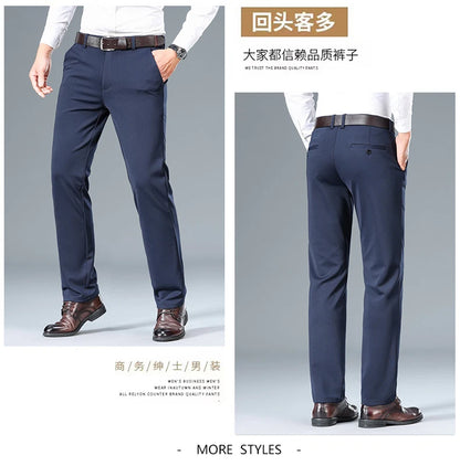 Top Quality New Brand Casual Fashion Long Pants Business Hight Stretch Straight Comfortable Korean Trousers Men Clothing.