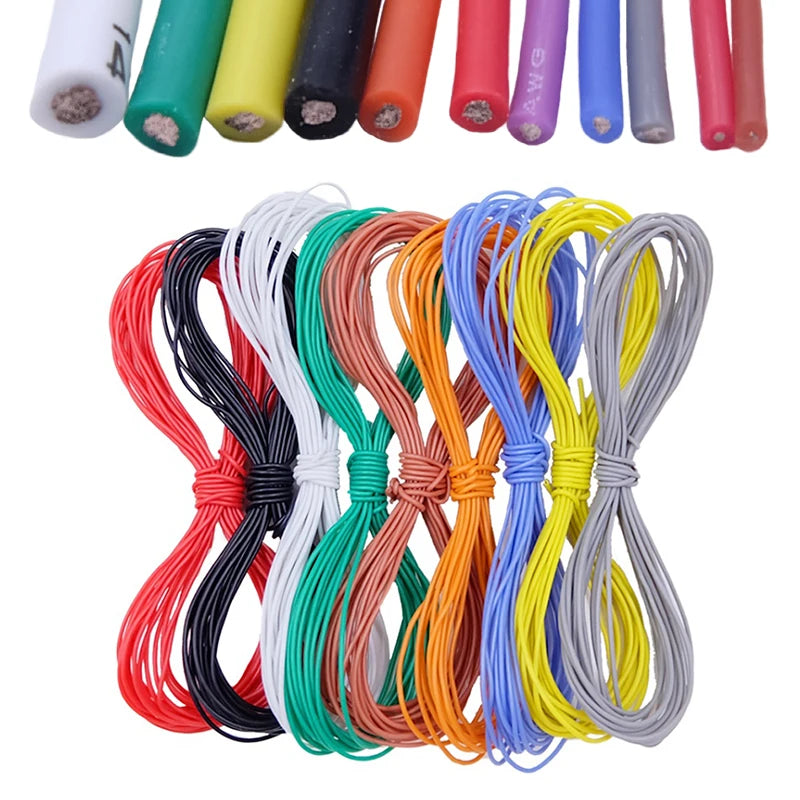 Soft Silicone Cable Auto Car Battery Automotive Wiring 30 28 26 22 20 18 16 14 12 8AWG Heat-resistant Electrical Wire Red Black.