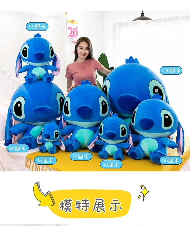 80cm Big Size Disney LILO & Stitch Anime Plush Stuffed Doll Room Plushies Pillow Ornaments Peluche Children's Holiday Gifts.