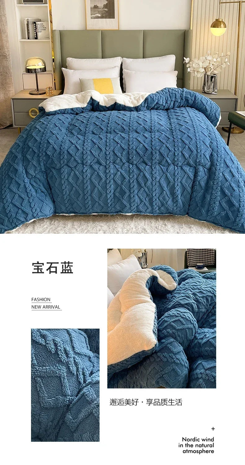 New Super Thick Winter Warm Blanket for Bed Artificial Lamb Cashmere Weighted Blankets Soft Comfortable Warmth Quilt Comforter