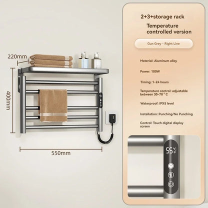 Bad Smart Touch Heizung Intelligente Elektrische Beheizte Handtuch Rack Edelstahl Temperatur Digital Display Handtuch Trockner