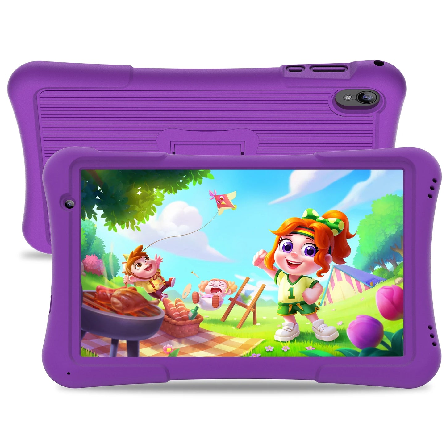 PRITOM 10 inch kids Android tablet, 4GB(2+2)+32GB, Quad Core, 6000 mAh, WiFi 6, Dual Camera, Bluetooth, Toddler Tablet.