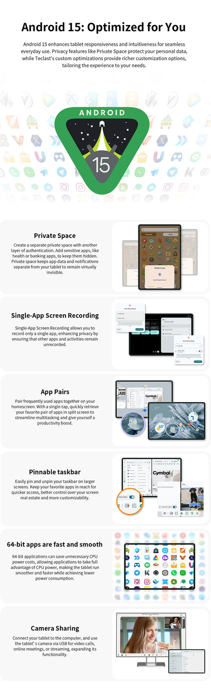 Teclast T70 14" Tablet Android 15 MTK G99 CPU Max 20GB (8GB+12GB Expansion) RAM 256GB ROM 4G LTE 10000mAh 18W Fast Charging GPS.