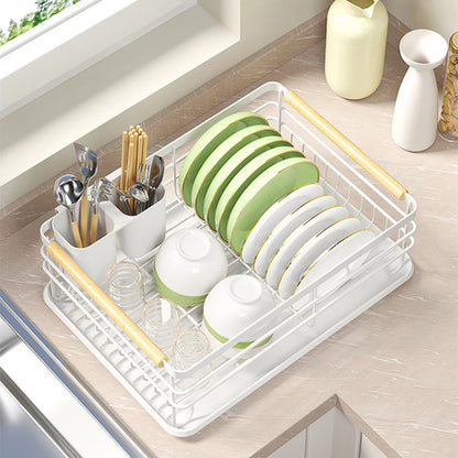Countertop Kitchen Single-layer Plate Shelf Drain Bowl Rack Multi-functional Tableware Metal Storage Rack.