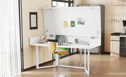 Klappbarer Schreibtisch 120×55cm – Multifunktional, faltbar, mit europäischen Steckdosen, Muschel-Design zum Verstecken des Unordnunges auf dem Schreibtisch – Geeignet