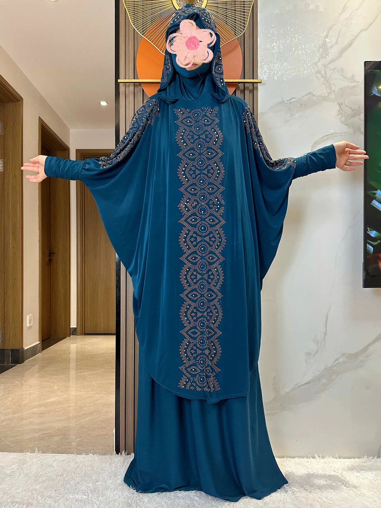 New Two Piece Set Solid Jilbab Prayer Muslim Abaya Set Women Prayer Garment Dress Hijab Long Khimar Skirt Sets Islamic Ramadan.