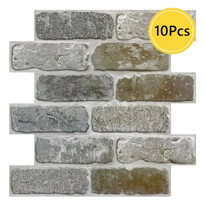 10 Pcs 3D Wall Panels Peel and Stick, 3D Brick Wall Stickers, Adhesive Tile Backsplash Kitchen, Bathroom Decoration