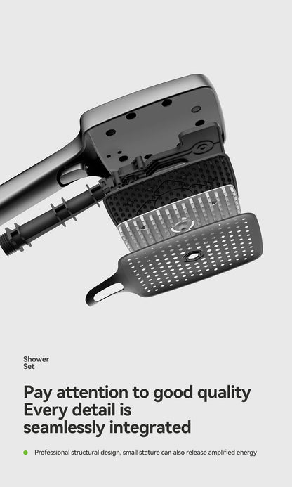 Space aluminum digital display atmosphere light shower shower set, 4-speed turbocharged bathroom shower