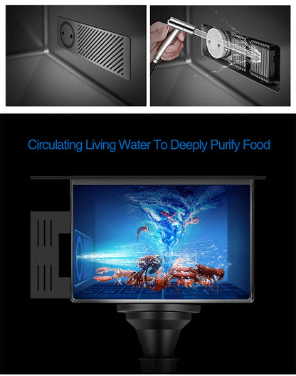 ASRAS Nanometer Smart Purifying Kitchen Sink Large Size Handmade Step Sink Smart Purifying Kitchen Island Sinks