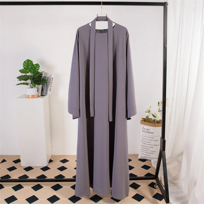 Muslim Abaya Women Kaftan Long Maxi Prayer Dress with Belt Full Sleeve.