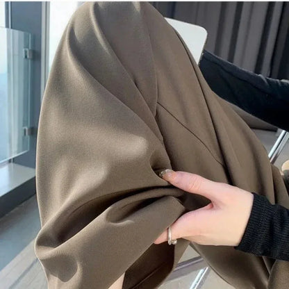 Elegante Breite Bein Hosen Frauen Koreanischen Stil Hohe Taille Schwarz Baggy Hosen Büro Damen Mode Lose Anzug Hosen Streetwear.