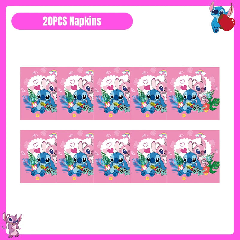 Disney Lilo und Stitch Party Dekoration Geschirr rosa Stitch alles Gute zum Geburtstag Party Thema liefert Ballon Hintergrund Tasse Teller.