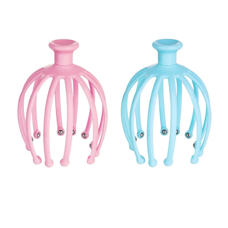 Head Massager Neck Massage Octopus Scalp Stress Relax 12 Antennae Massage Head Meridian Comb Point Pressing Head Artifact.