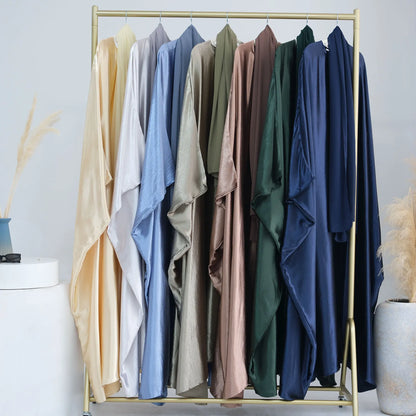 Batwing Satin Shimmer Abaya Damen Dubai Luxury Islam Muslim Kaftan Dress Women Kebaya Vestidos Djellaba Robe Femme Musulmane.