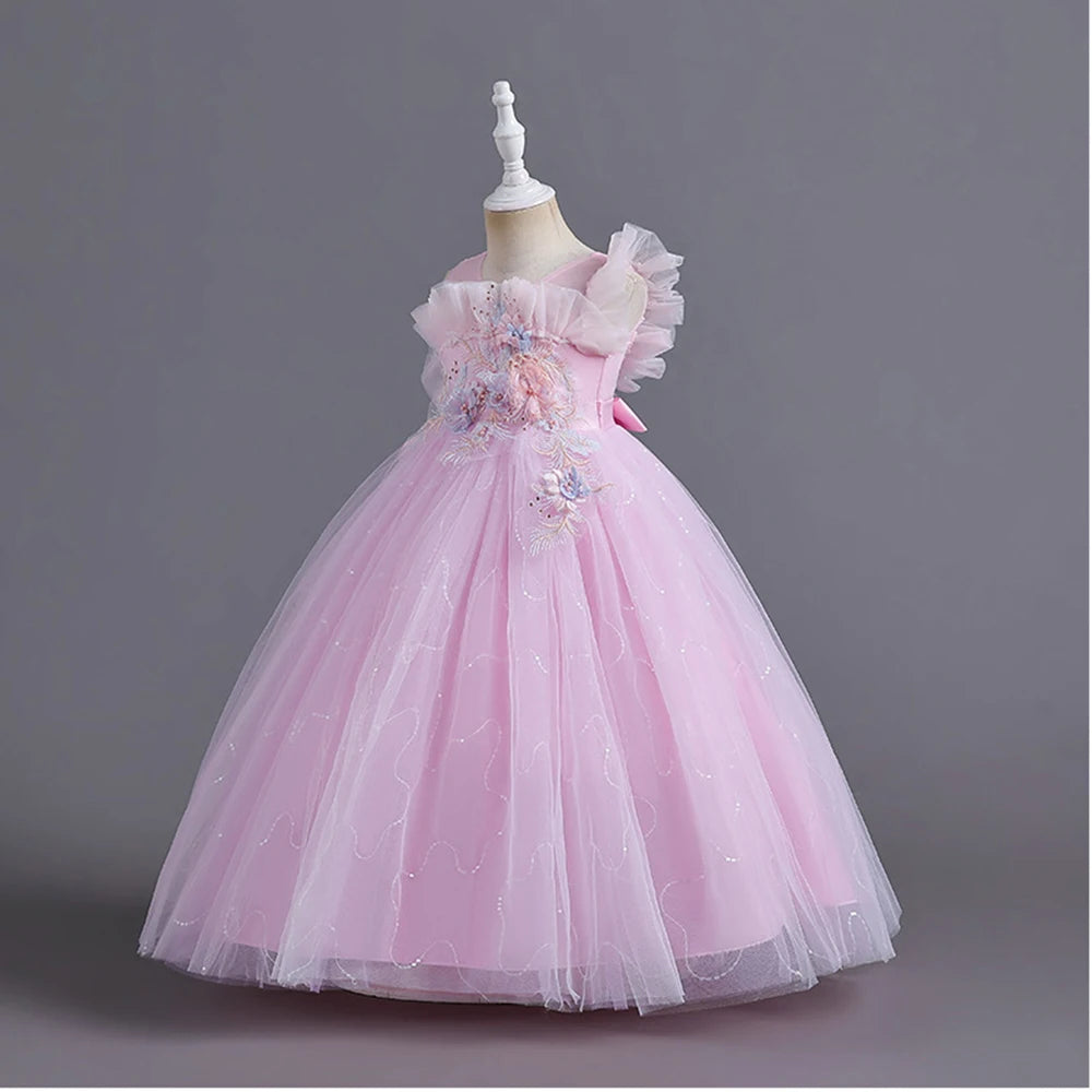 HETISO Kinder Elegantes formelles Kleid Mädchen Blume Prinzessin Party Abendkleid Geburtstag Festliches Neujahrskleid für Kinder 12 14 Jahre.