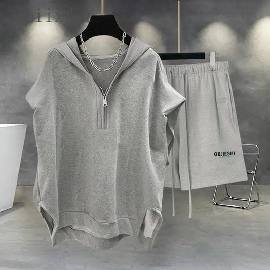 Korean Large Size Casual Sports Shorts Single Piece/suit Men Trend All-match Fashion Straight Leg Loose Half Pants Streetwear.