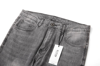 KSTUN Graue Jeans für Herren, Stretch, schmal, gerade, normale Passform, Freizeithose, Sommer-Denim-Hose, Herrenbekleidung, Herren-Jeans, Modemarke.