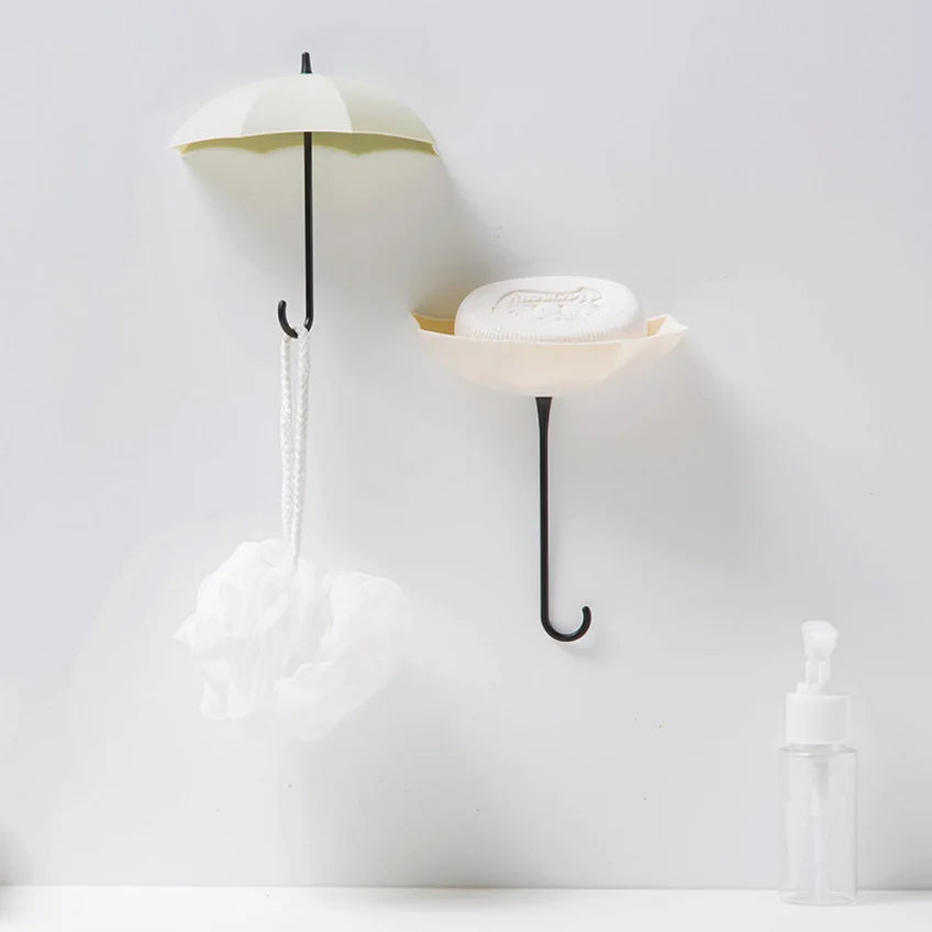Niedliche, schirmförmige Haken, No-Punch-Wandhaken, Küche, Badezimmer, Garderobe, Schlüssel-Organizer, Haken, Heimaufbewahrung, Regalhaken