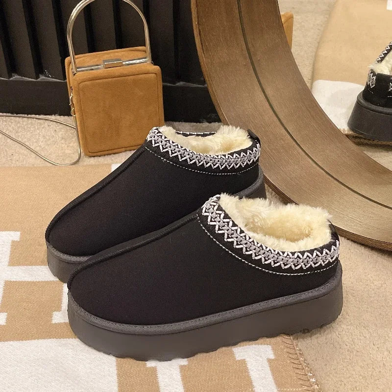 2025 New Women's Fur Slippers Dress Thick-soled Shoes Short Plush Comfortable Women's Cotton Shoes Designer Winter Snow Boots.