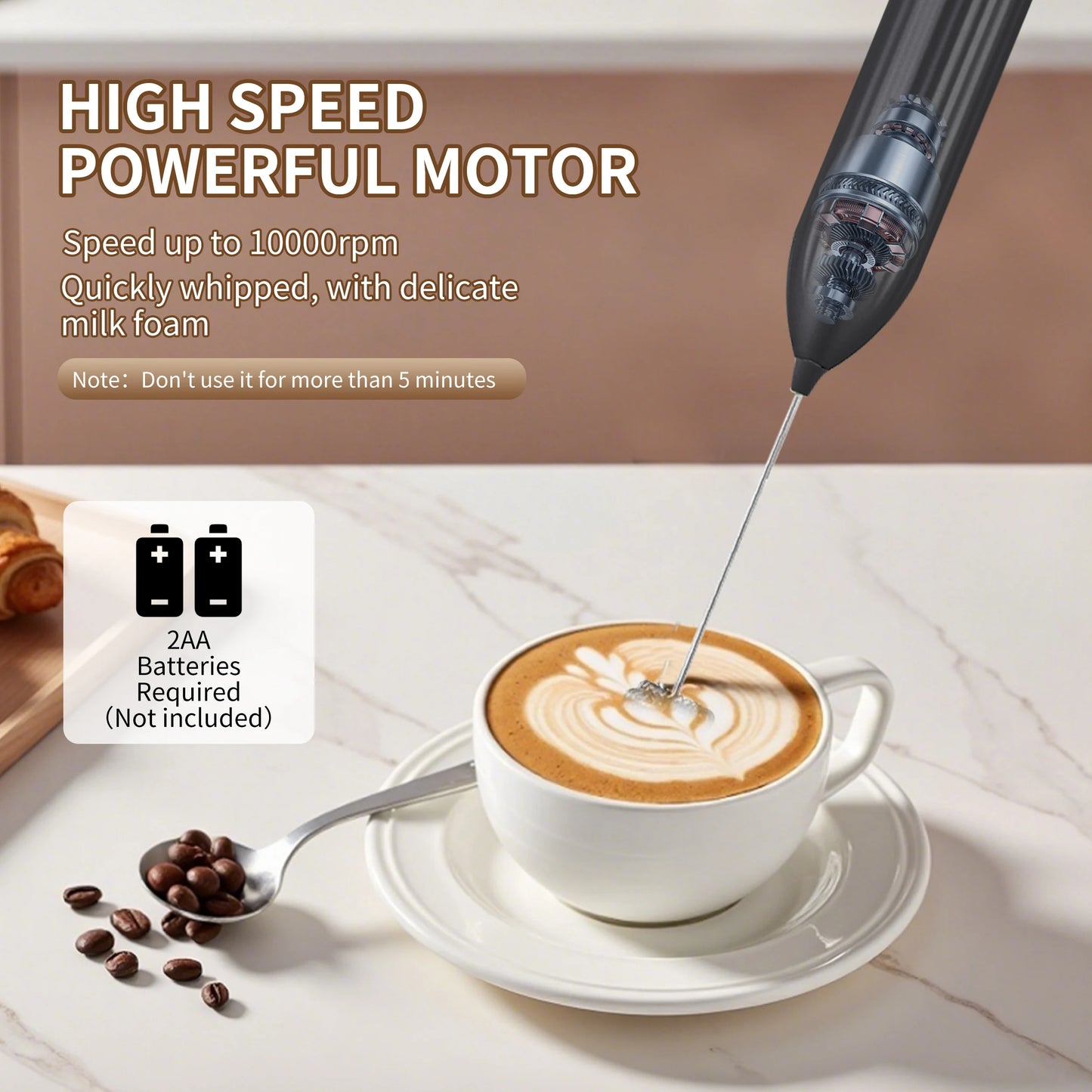 Household Kitchen Portable Mini Handheld SUS304 Mixing Head Electric Food Blender Drink Mixer Coffee Milk Frother With Stand.