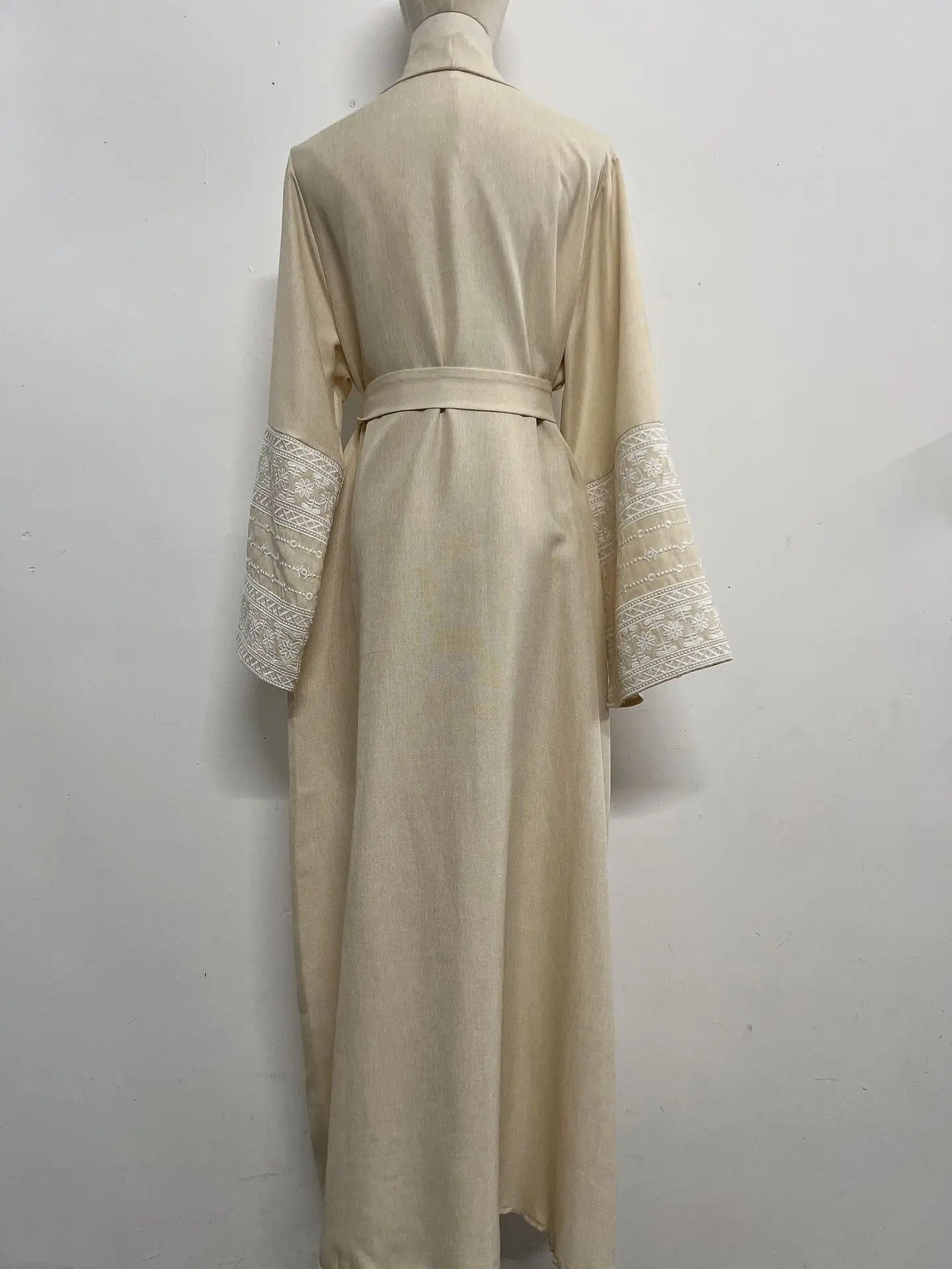 Ramadan Eid Black Open Kimono Abaya with Sashes Damen Dubai Islam Muslim Dress Kaftan Prayer Clothes Women Kebaya Robe Femme.