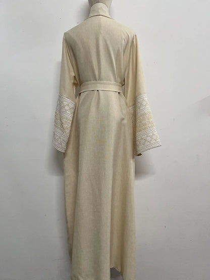 Ramadan Eid Black Open Kimono Abaya with Sashes Damen Dubai Islam Muslim Dress Kaftan Prayer Clothes Women Kebaya Robe Femme.