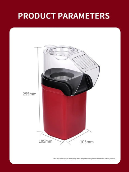 Electric Portable Popcorn Maker Fully Automatic Home Popcorn Popper Hot Air Popcorn Machine Healthy No Oil Mini Popcorn Maker.