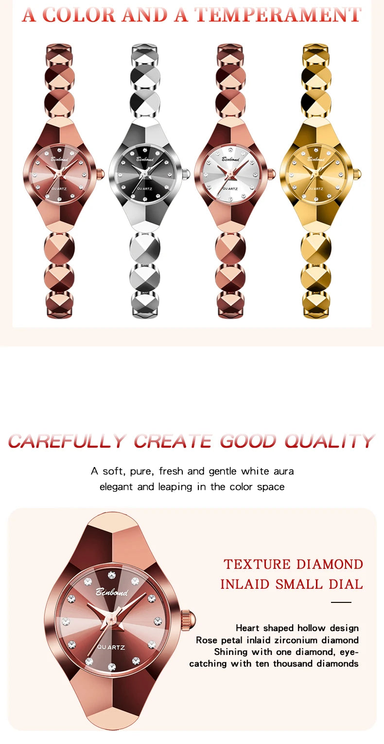 BINBOND Waterproof Watch Casual Fashion Quartz Watches Women Top Brand Luxury Stainless Steel Strap Elegant Business Women Watch.