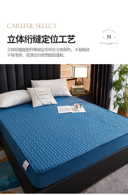 Waterproof Thicken Mattress Cover Quilted Latex Mat Bed Covers Pad Skin-Friendly Fitted Sheet Protector Bedspread150/160/180x200