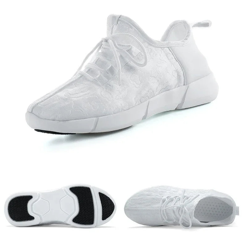 Fiber LED Shoes Light up Flashing -7 Monochrome LED Shoes Halloween Adult Boys Girls Women Children USB charging.