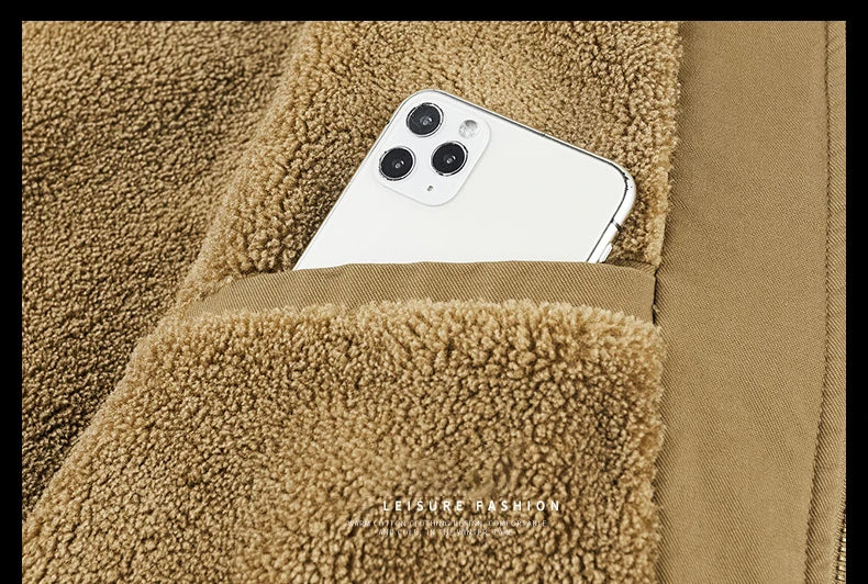 Winter Tactical Jacket Outdoor Men Fleece Sports Running Warm Coat Solid Color Stand Collar Breathable Comfortable Pilot Jacket