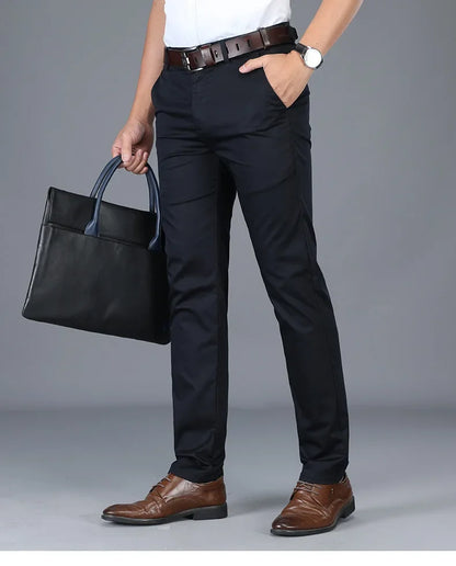 Spring Summer Thin Business Casual Pants Mens Straight Stretch Korean Classic Office Trousers Fashion Male Clothing Size 28-40.