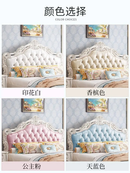 Weißes hohes Doppelbett mit Schubladen, schlichtes rosa nordisches italienisches 180 x 200 cm großes Luxusbett, moderne Mädchenvilla, Cama-Hochzeitsmöbel