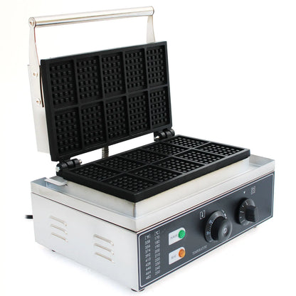 Sweetmile Stainless steel waffle iron Waffle maker 10 grid non-stick pan Commercial Waffle Maker Machine 1500W 50~300℃.