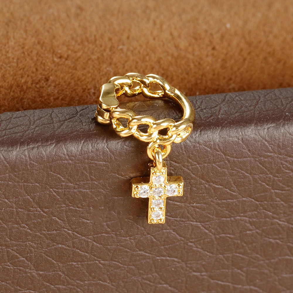 1Pc Stainless Steel Small CZ Hoop Cartilage Earrings Tiny Cross Tragus Rook Daith Earring Tragus Helix Rook Ear Piercing Jewelry.