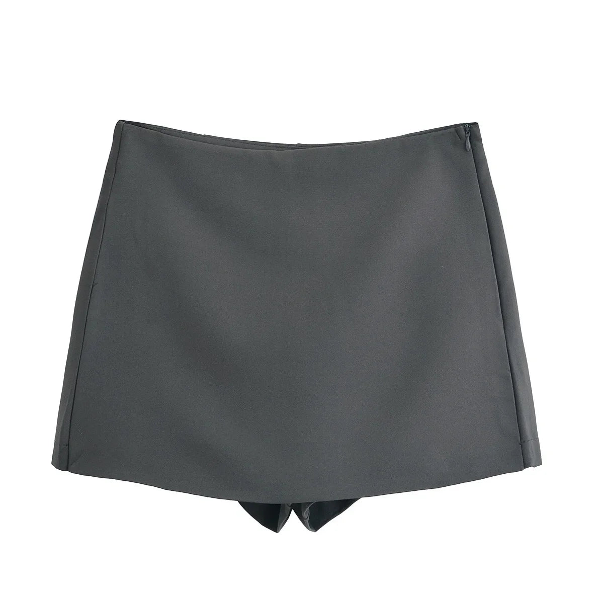 TRAF Shorts for Women Fashion Autumn Winter New Comfortable Casual Solid Color Side Zip Middle-waisted A-line Culotte Skirt Pant