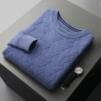LHZSYY Men' New 100%Cashmere Sweater Winter O-Neck Mat Pullovers Long Sleeve Loose Plus Size Base Shirt Thicken Casual Knit Tops