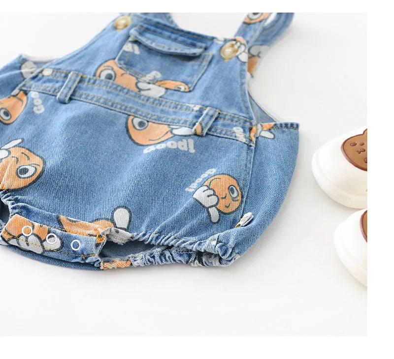 2 Stück Sommer Kinder Baby Denim Bodysuit und Mützen Anzüge einteilige Unisex Kleinkind Jungen Mädchen weiche Jeans Kleidung Jeans Sprung anzüge.